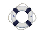 Classic White Decorative Anchor Lifering With Blue Bands Christmas Ornament 6"