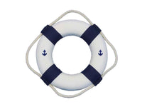 Classic White Decorative Anchor Lifering With Blue Bands Christmas Ornament 6"