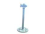 Rusitc Light Blue Cast Iron Fish Extra Toilet Paper Stand 15"