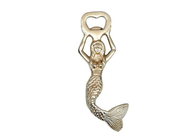 Gold Finish Swimming Mermaid Bottle Opener 7"