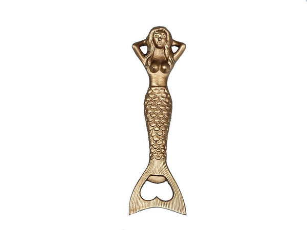 Antique Brass Resting Mermaid Bottle Opener 7"