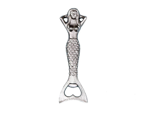 Silver Finish Resting Mermaid Bottle Opener 7"