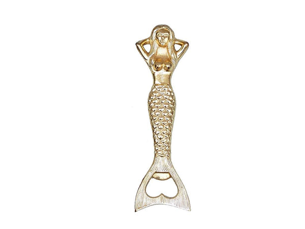 Gold Finish Resting Mermaid Bottle Opener 7"