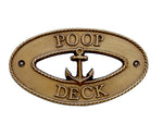 Antique Brass Poop Deck Oval Sign with Anchor 8"