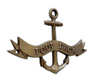 Antique Brass Poop Deck Anchor With Ribbon Sign 8"