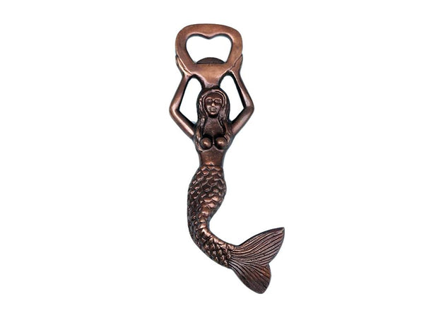 Antique Copper Swimming Mermaid Bottle Opener 7"