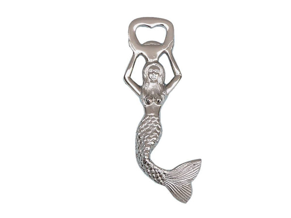 Chrome Swimming Mermaid Bottle Opener 7"