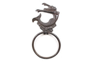Cast Iron Decorative Arching Mermaid Towel Holder 9"