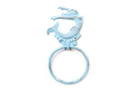 Rustic Light Blue Cast Iron Arching Mermaid Towel Holder 9"
