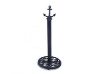 Rustic Dark Blue Cast Iron Anchor Extra Toilet Paper Stand 16"