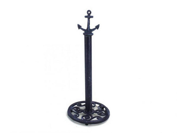 Rustic Dark Blue Cast Iron Anchor Extra Toilet Paper Stand 16"