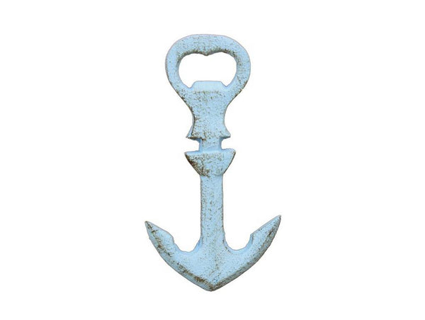 Rustic Light Blue Cast Iron Anchor Bottle Opener 5"