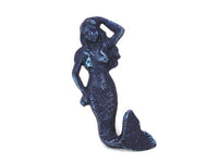 Rustic Dark Blue Cast Iron Mermaid Hook 6"