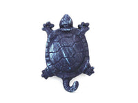 Rustic Dark Blue Cast Iron Turtle Key Hook 6"