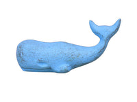 Rustic Light Blue Cast Iron Whale Paperweight 5"