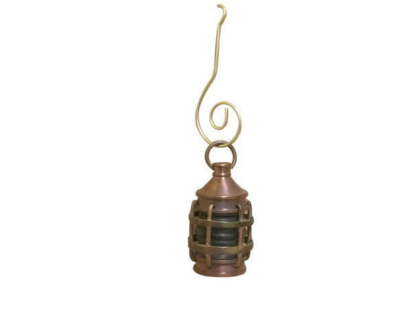 Antique Copper Anchor Green Lantern Christmas Ornament 4"