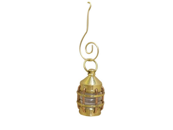 Solid Brass Anchor Clear Lantern Christmas Ornament 4"