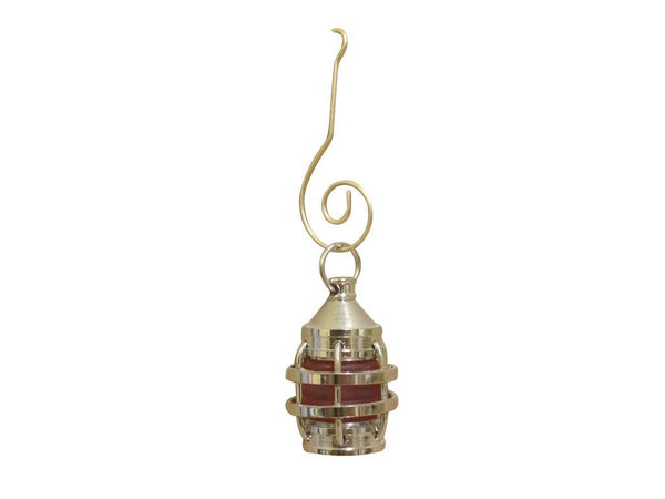 Chrome Anchor Red Lantern Christmas Ornament 4"