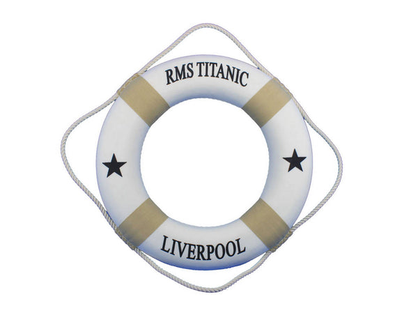 RMS Titanic Decorative Lifering 20" - White with Tan Bands