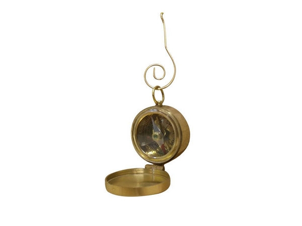 Solid Brass Decorative Compass with Lid Christmas Ornament 4"
