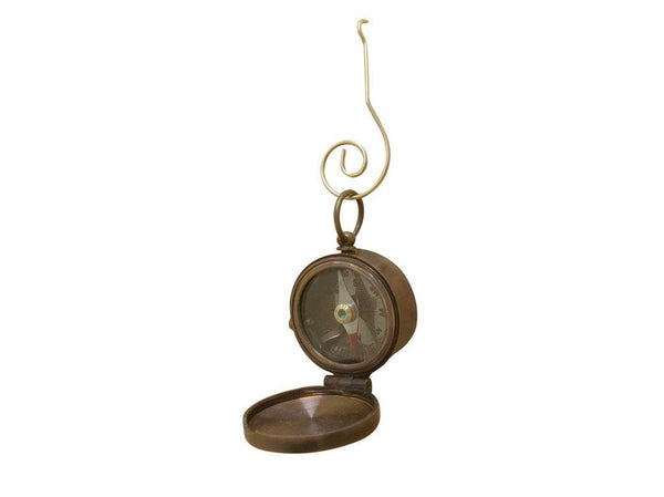 Antique Copper Compass with Lid Christmas Ornament 4"
