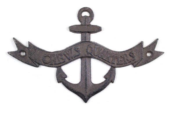 Cast Iron Crews Quarters Anchor Sign 8"