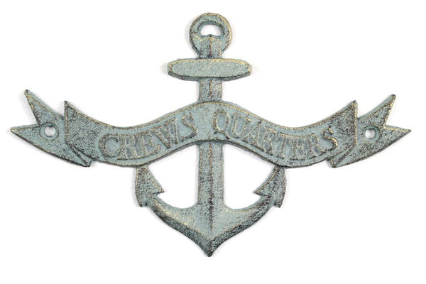Antique Bronze Cast Iron Crews Quarters Anchor Sign 8"