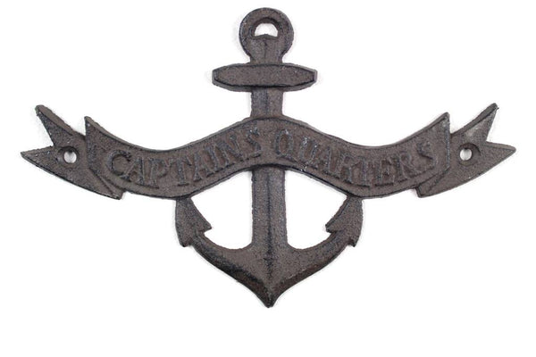 Cast Iron Anchor Captains Quarters Sign 8"