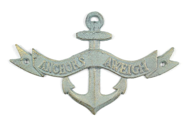 Antique Bronze Cast Iron Anchors Aweigh Anchor Sign 8"