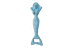 Rustic Light Blue Cast Iron Resting Mermaid Bottle Opener 7"