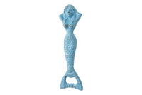 Rustic Light Blue Cast Iron Resting Mermaid Bottle Opener 7"