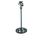 Seaworn Blue Cast Iron Palm Tree Extra Toilet Paper Stand 17"