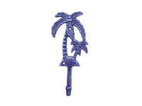 Rustic Dark Blue Cast Iron Palm Tree Hook 7"