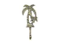 Rustic Gold Cast Iron Palm Tree Hook 7"