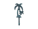 Seaworn Blue Cast Iron Palm Tree Hook 7"