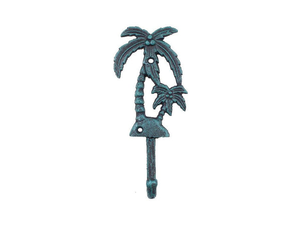 Seaworn Blue Cast Iron Palm Tree Hook 7"