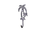 Rustic Silver Cast Iron Palm Tree Hook 7"