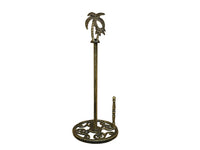 Rustic Gold Cast Iron Palm Tree Paper Towel Holder 17"