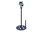 Rustic Dark Blue Cast Iron Palm Tree Paper Towel Holder 17"