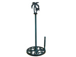 Seaworn Blue Cast Iron Palm Tree Paper Towel Holder 17"