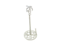 Whitewashed Cast Iron Palm Tree Paper Towel Holder 17"