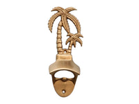 Antique Brass Wall Mounted Palmtree Bottle Opener 6"