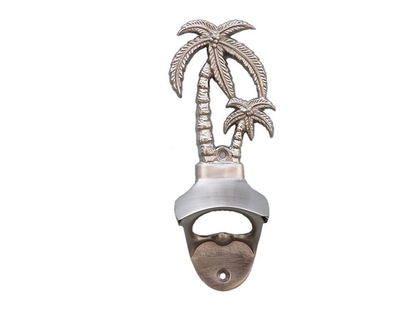 Silver Finish Wall Mounted Palmtree Bottle Opener 6"