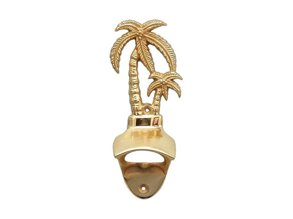 Gold Finish Wall Mounted Palmtree Bottle Opener 6"