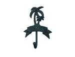 Seaworn Blue Cast Iron Palm Tree Beach Hook 8"