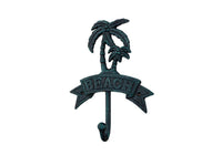 Seaworn Blue Cast Iron Palm Tree Beach Hook 8"