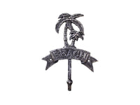 Rustic Silver Cast Iron Palm Tree Beach Hook 8"