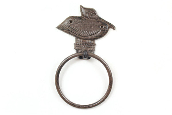 Cast Iron Decorative Pelican on Post Towel Holder 8"