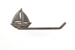 Cast Iron Decorative Sailboat Toilet Paper Holder 11"