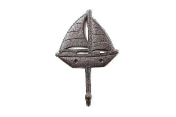 Cast Iron Decorative Sailboat Wall Hook 7"